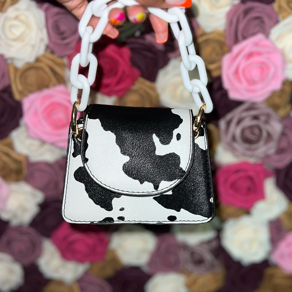 Cow print mini purse
